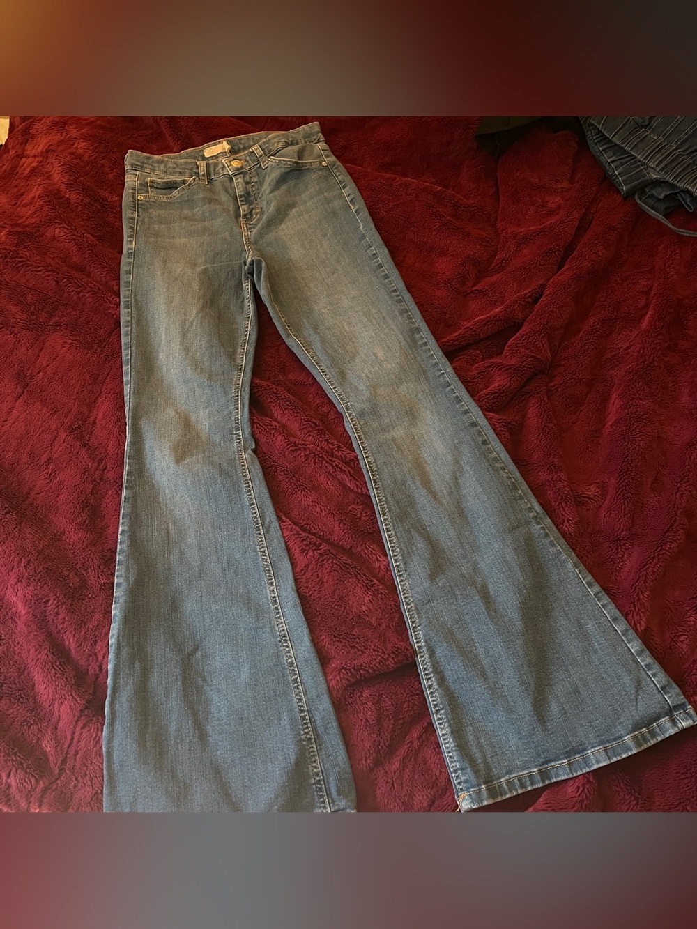 Topshop Blue High-Waisted Flare Jeans